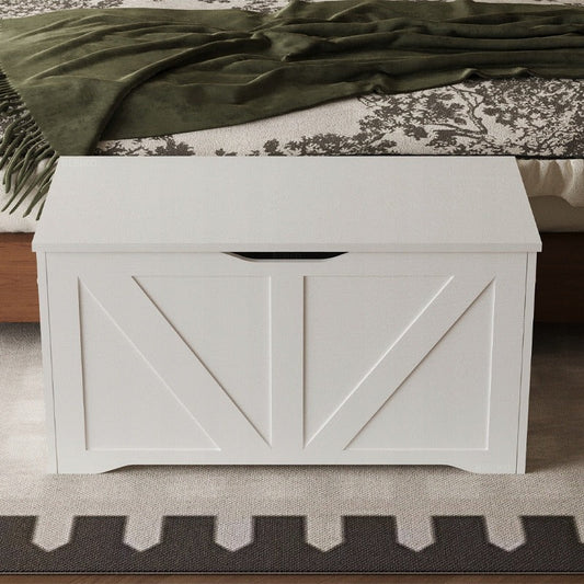 Lada Depozitare din Lemn pentru Lenjerie de Pat, Cufar Alb Stil Loft, 80x40x46 cm