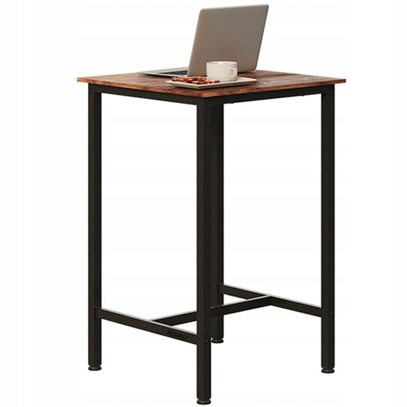 Masă de Bar Pătrată 90cm – Masă Înaltă Bucătărie Maro Retro Loft