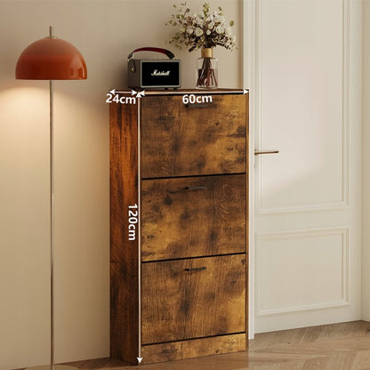 Dulap pantofi îngust – 60 cm, maro, cu sistem basculant