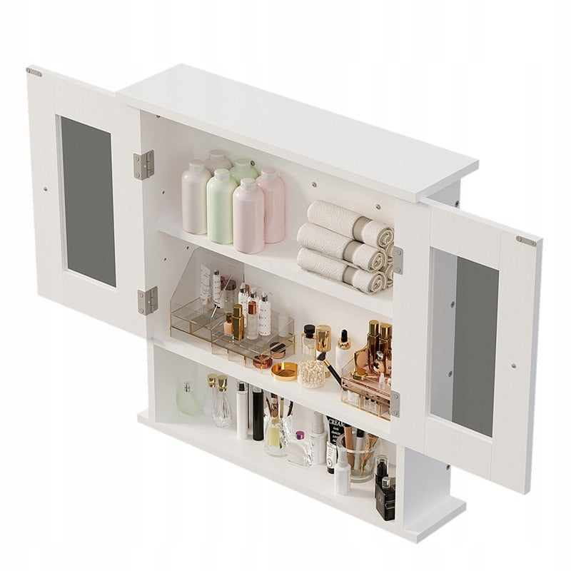 Dulap de Baie Suspendat cu 2 Usi din Sticla, Alb, Stil Loft, 56x13x58 cm