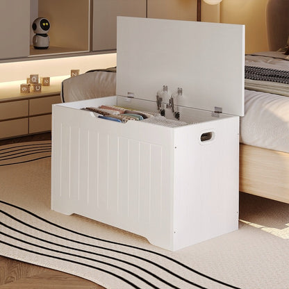 Lada Depozitare din Lemn pentru Lenjerie de Pat, Cufar Alb Loft, 76x40x48 cm
