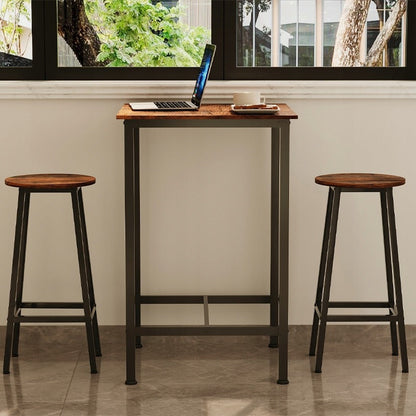 Masă de Bar Pătrată 90cm – Masă Înaltă Bucătărie Maro Retro Loft