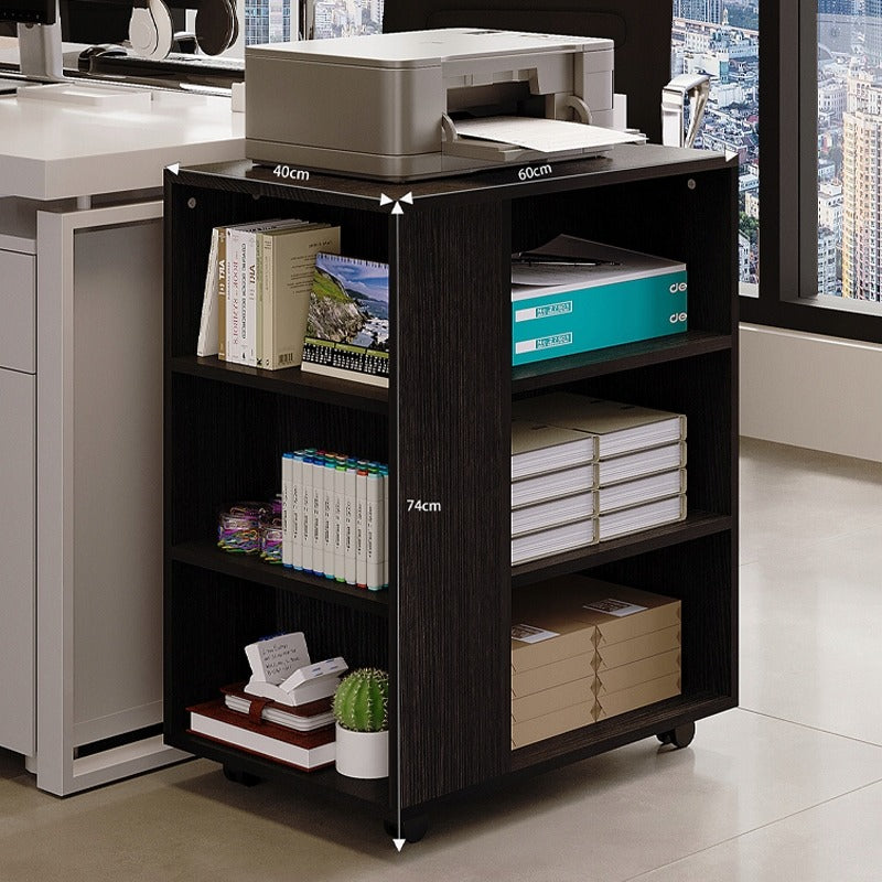 Masă pentru Imprimantă cu Roți 60cm – Suport Birou Negru Stil Loft