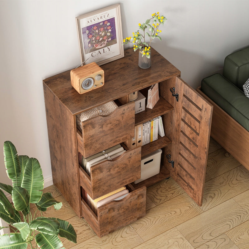 Comodă modernă 60 cm – MDF stejar rustic, 3 sertare + compartiment