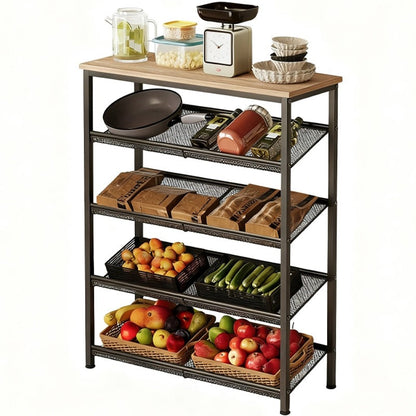 Raft de Bucatarie Stil Loft 75x28x93 cm, Maro Deschis Sonoma si Metal, Tip Insula