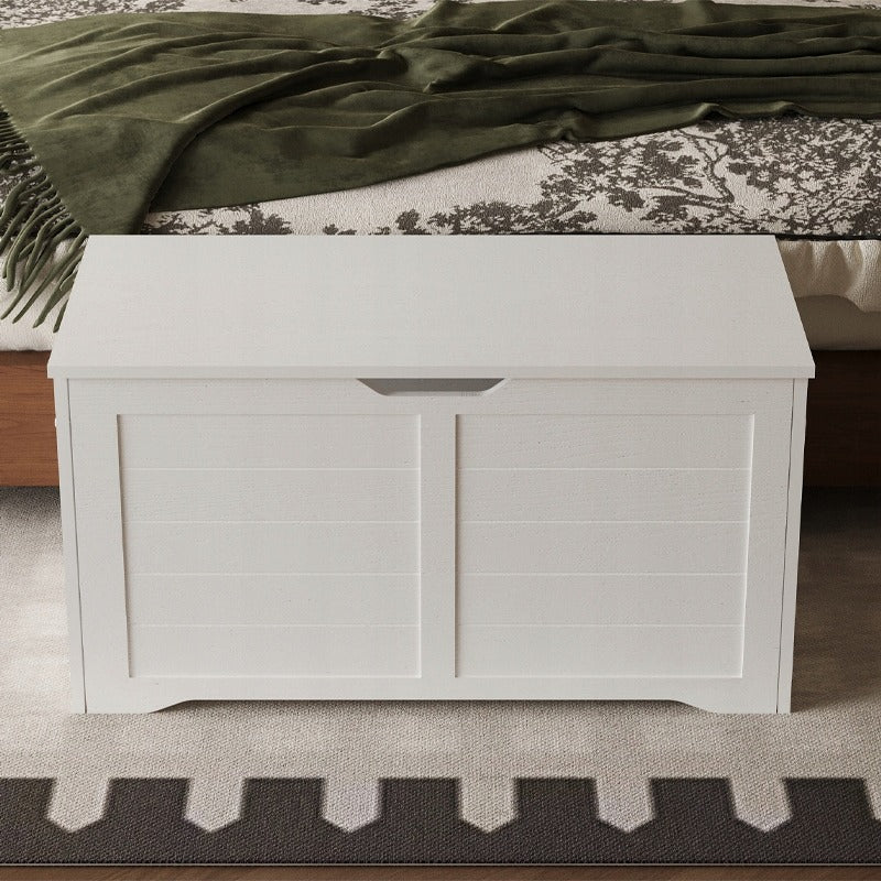 Cufar Mare Depozitare din Lemn pentru Lenjerie, Lada Alba Stil Loft, 100x50x46 cm