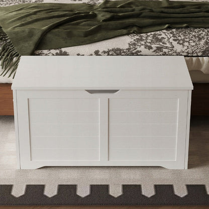 Cufar Mare Depozitare din Lemn pentru Lenjerie, Lada Alba Stil Loft, 100x50x46 cm
