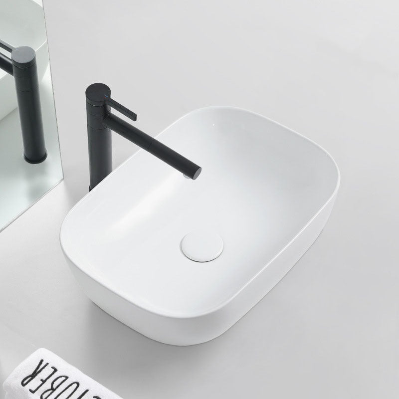 Lavoar pe Blat Dreptunghiular 41x31 cm – Chiuvetă Baie Ceramică Albă