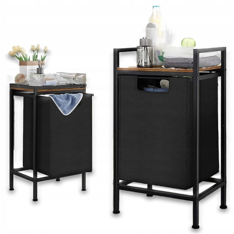 Cos de Rufe Stil Industrial Loft cu Raft MDF, Maro Vintage si Negru, 50x33x72 cm