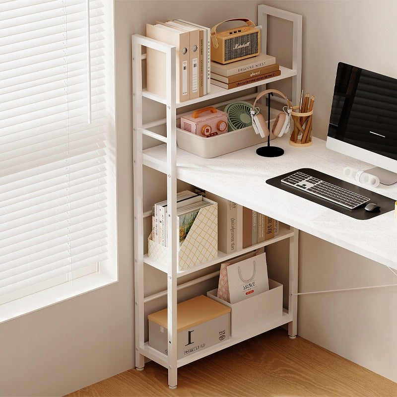 Birou cu Bibliotecă 120cm Alb – Birou Loft 2în1 cu 3 Rafturi
