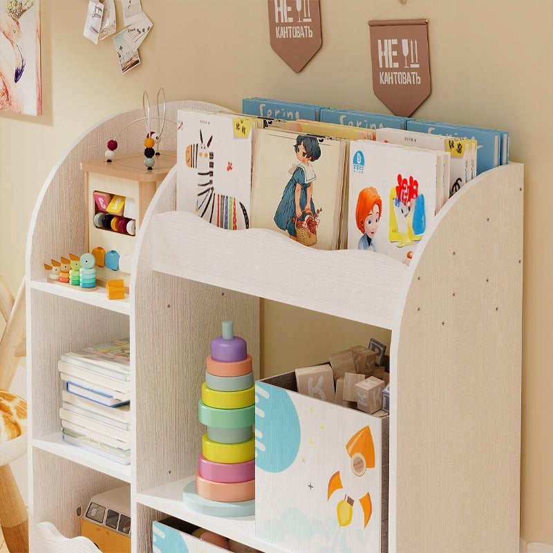 Biblioteca Stil Loft Alb cu 2 Usi, 100 cm, Dulap pentru Jucarii sau Depozitare Carti