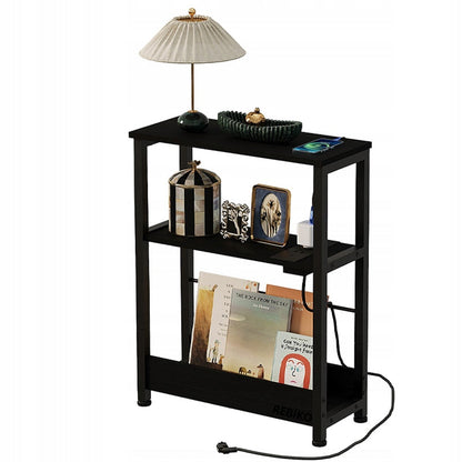 Noptiera Ingusta Stil Loft cu Prelungitor Incorporat, Neagra, 45x18x57.5 cm