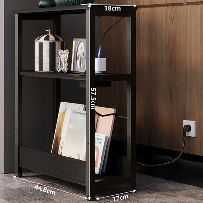 Noptiera Ingusta Stil Loft cu Prelungitor Incorporat, Neagra, 45x18x57.5 cm