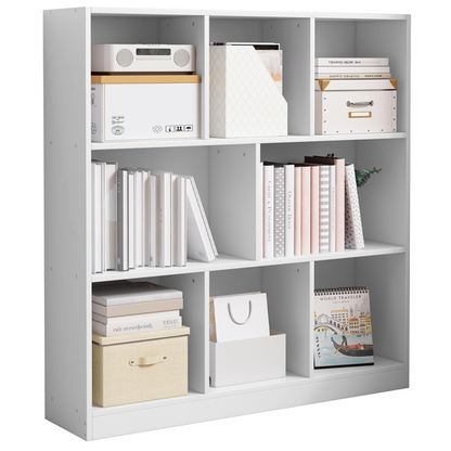 Bibliotecă depozitare 100 cm – albă, 8 spații, MDF, design minimalist