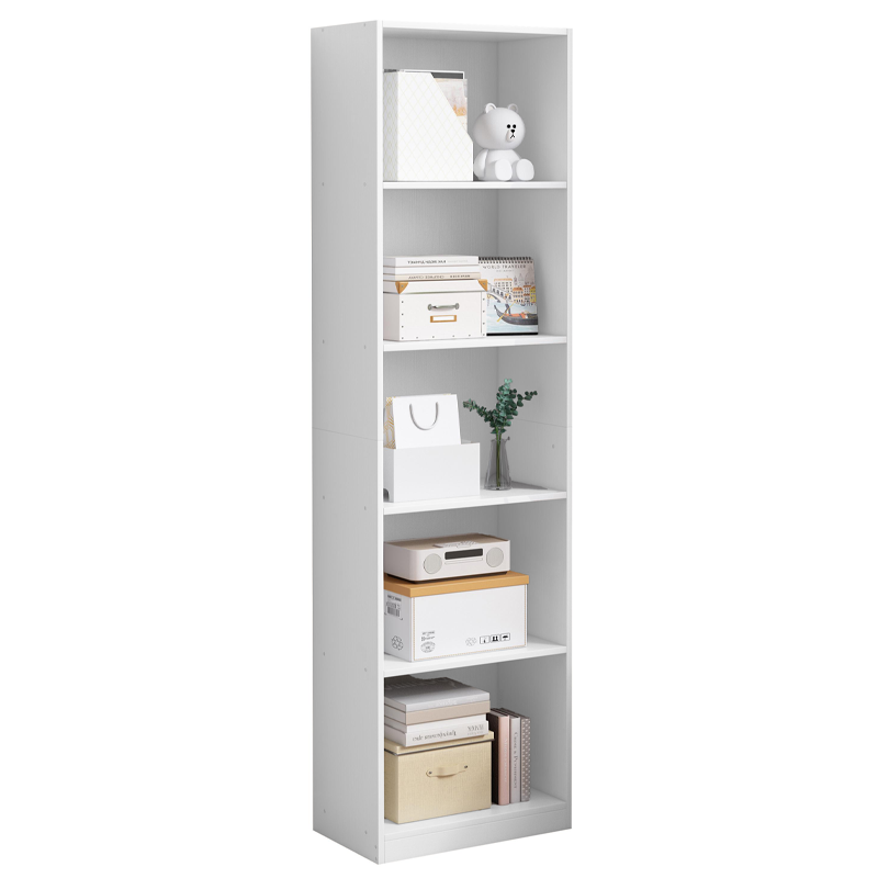 Bibliotecă modernă albă 182 cm – etajeră pentru cărți și decorațiuni, MDF