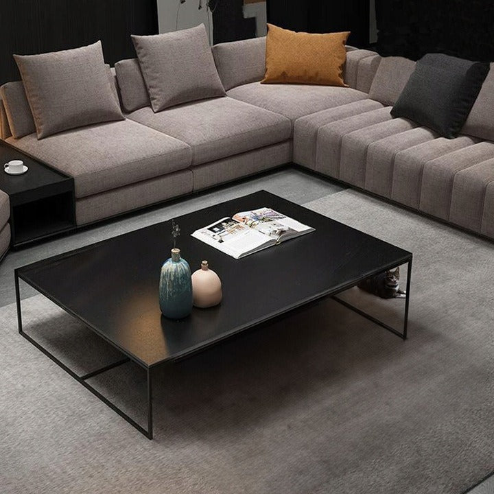 Masa de Cafea Stil Loft 120x60x42 cm, Dreptunghiulara, Negru Industrial Mat